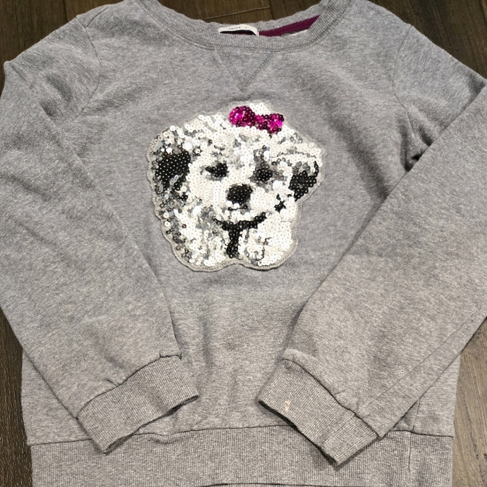 Girls Sweater w/ sequin puppy detail